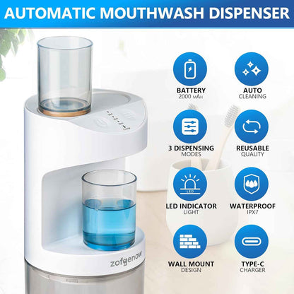 zofgenow automatic mouthwash dispenser white bathroom accessories 19.4 fl oz