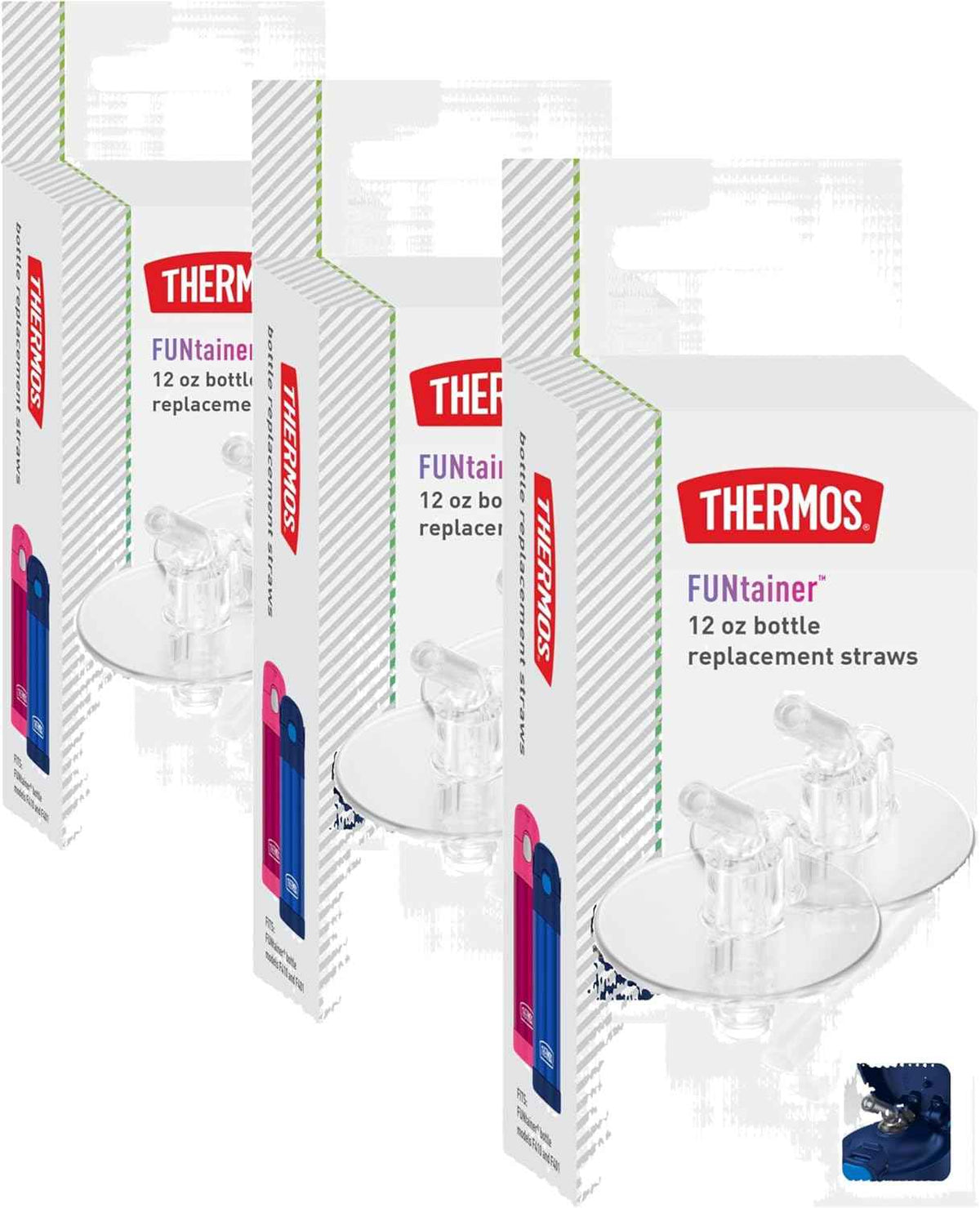 THERMOS FUNtainer 12 Ounce Insulated Kids Water Bottle Replacement Straws, 4 Straws