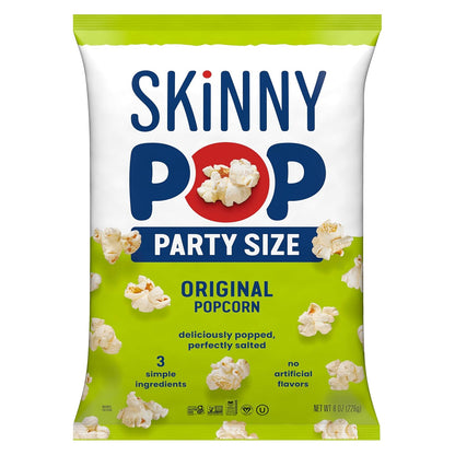 SkinnyPop Original Whole Grain Popcorn 8oz Family Size Bag Dairy-Free Snack