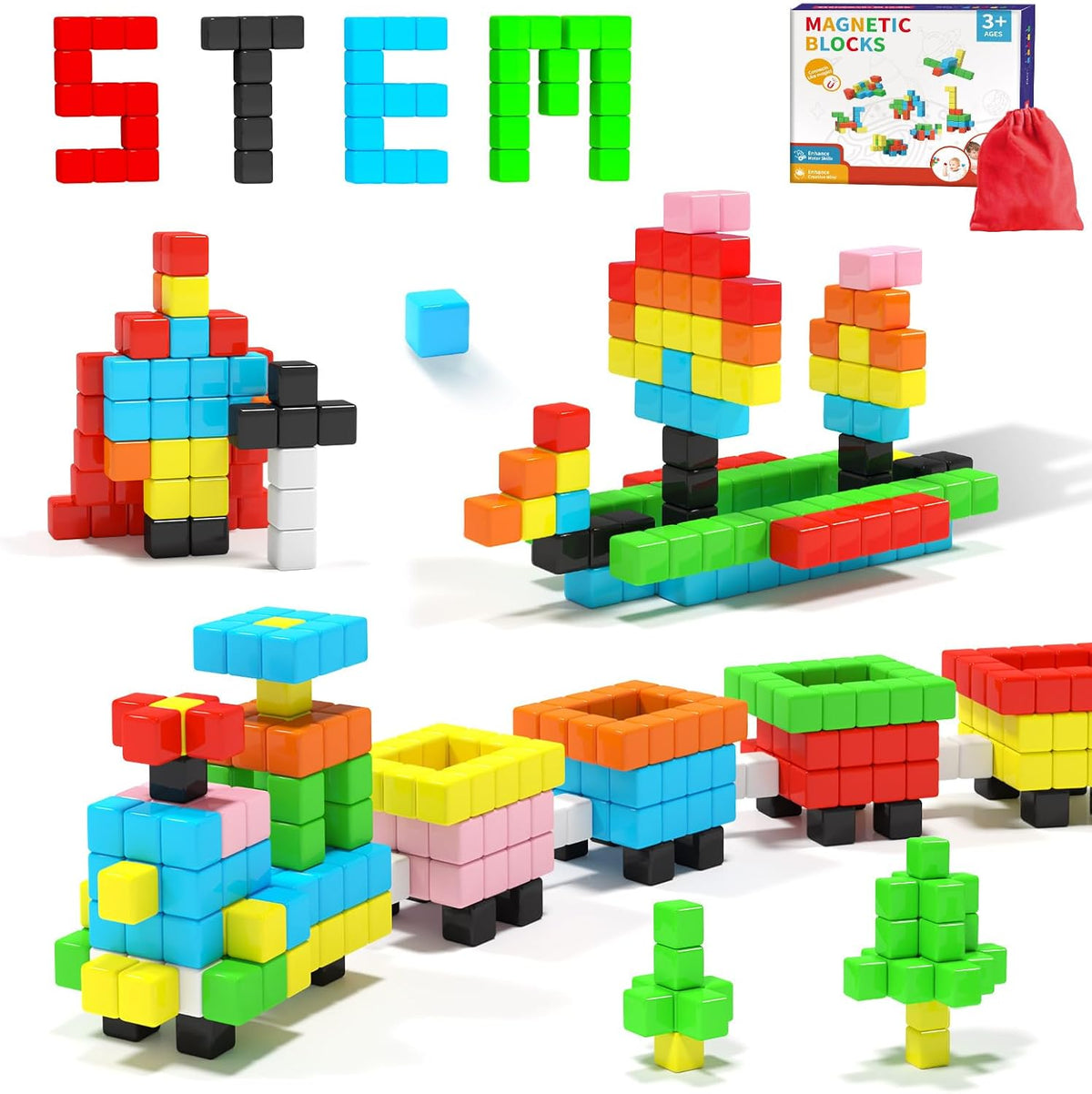 Hiwawind 40pcs Magnetic Blocks -Ideal Gifts for 3 4 5 6 Year Old,STEM Learning Toys for 3-5 Year Old Boys & Girls, Safe & Strong Building Blocks with ASMR Sounds,Classroom Must Haves