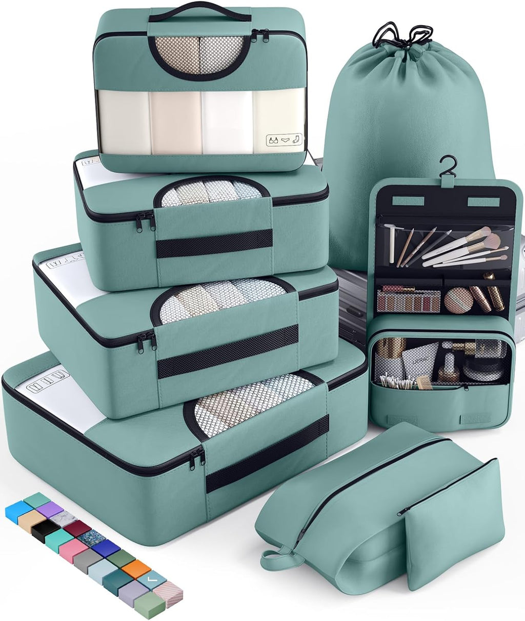 vekens 8-set packing cubes nylon organizer bags for beach vacation cruise ship travel essentials suitcase