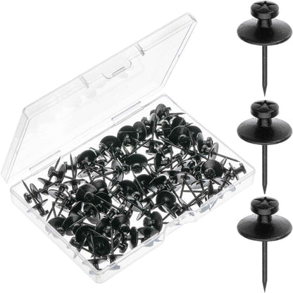 Mr. Pen- Double Headed Picture Hanging Nails, 50 Pack, Black, Push Pins for Wall