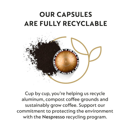 Nespresso Vertuo Melozio Decaffeinato 30-count medium roast coffee pods, 7.8 oz brew, recyclable
