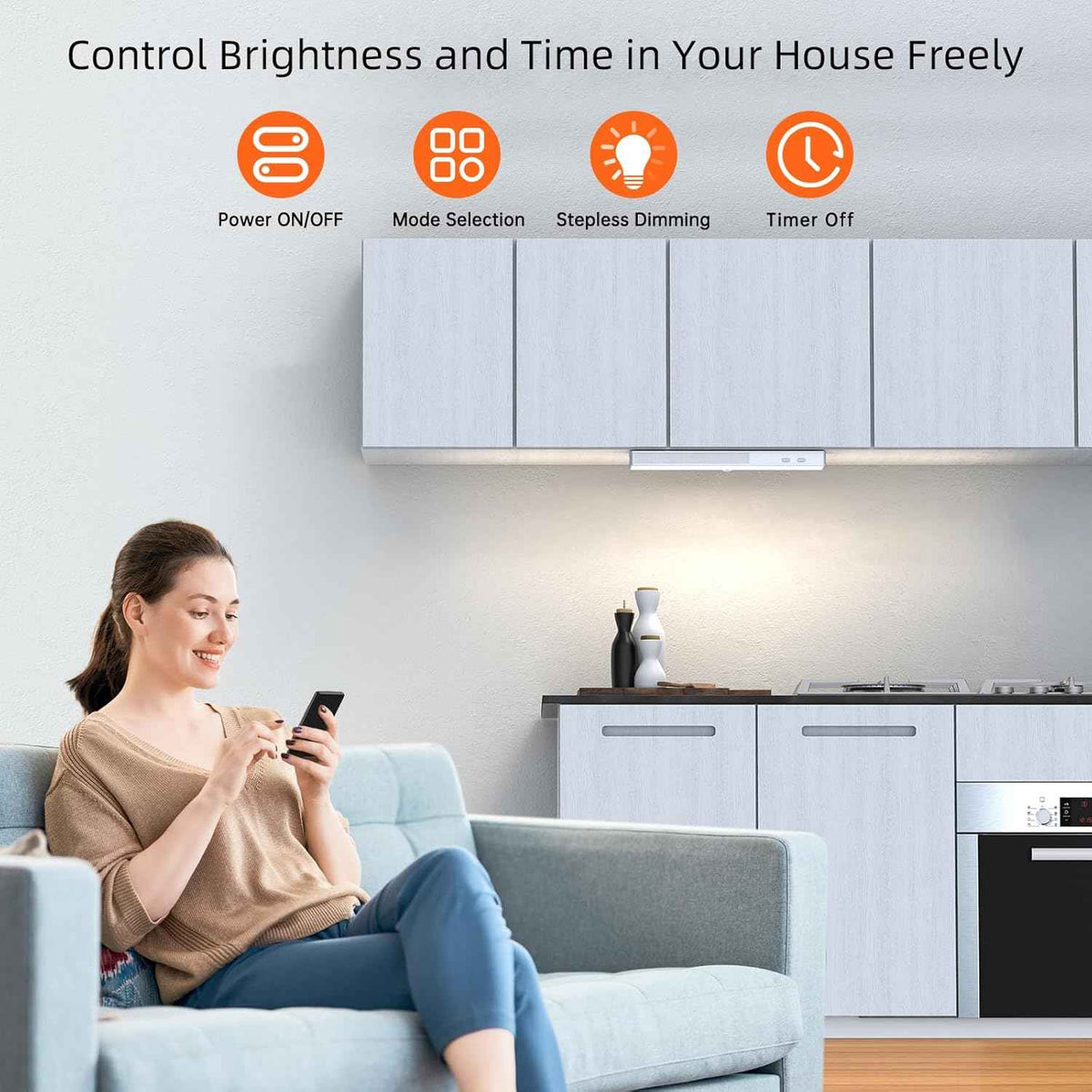 LED Closet Light with Charging Station, 6 Pcs 30LEDs 8'' Dimmer Rechargeable Motion Sensor Under Cabinet Lighting, Stick-Anywhere Night Light for Wardrobe,Kitchen