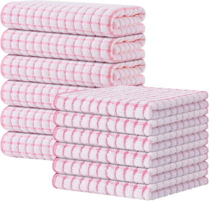 Kitinjoy Cotton 8 Pack Terry Kitchen Dish Cloths, 12 x 12 Inches Super Soft and Absorbent Dish Rags, Quick Drying Dish Towels for Washing Dishes, Mixed Color