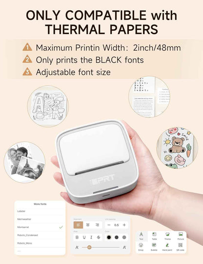 iDPRT Portable Sticker Maker Machine with 1 Roll Sticker Paper, Mini Printer Efficiently and Quickly, Thermal Printer for Study Notes, Pictures, DIY, Label, Free App with Multiple Templates, Grey