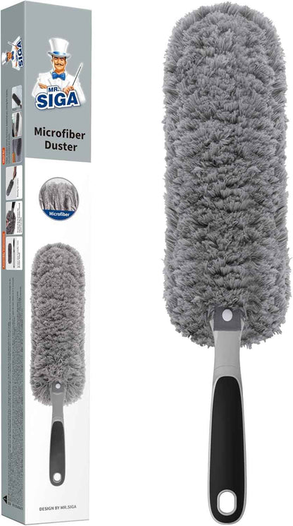 MR.SIGA Lint Free Microfiber Duster, Washable Duster for Household Cleaning Gray