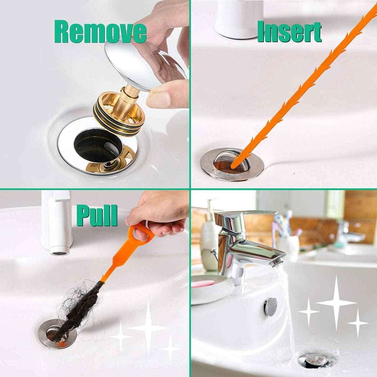 Drain Snake Hair Drain Clog Remover - 3 Pack Shower Snake Sink Unclogger Tool with Exquisite Packaging