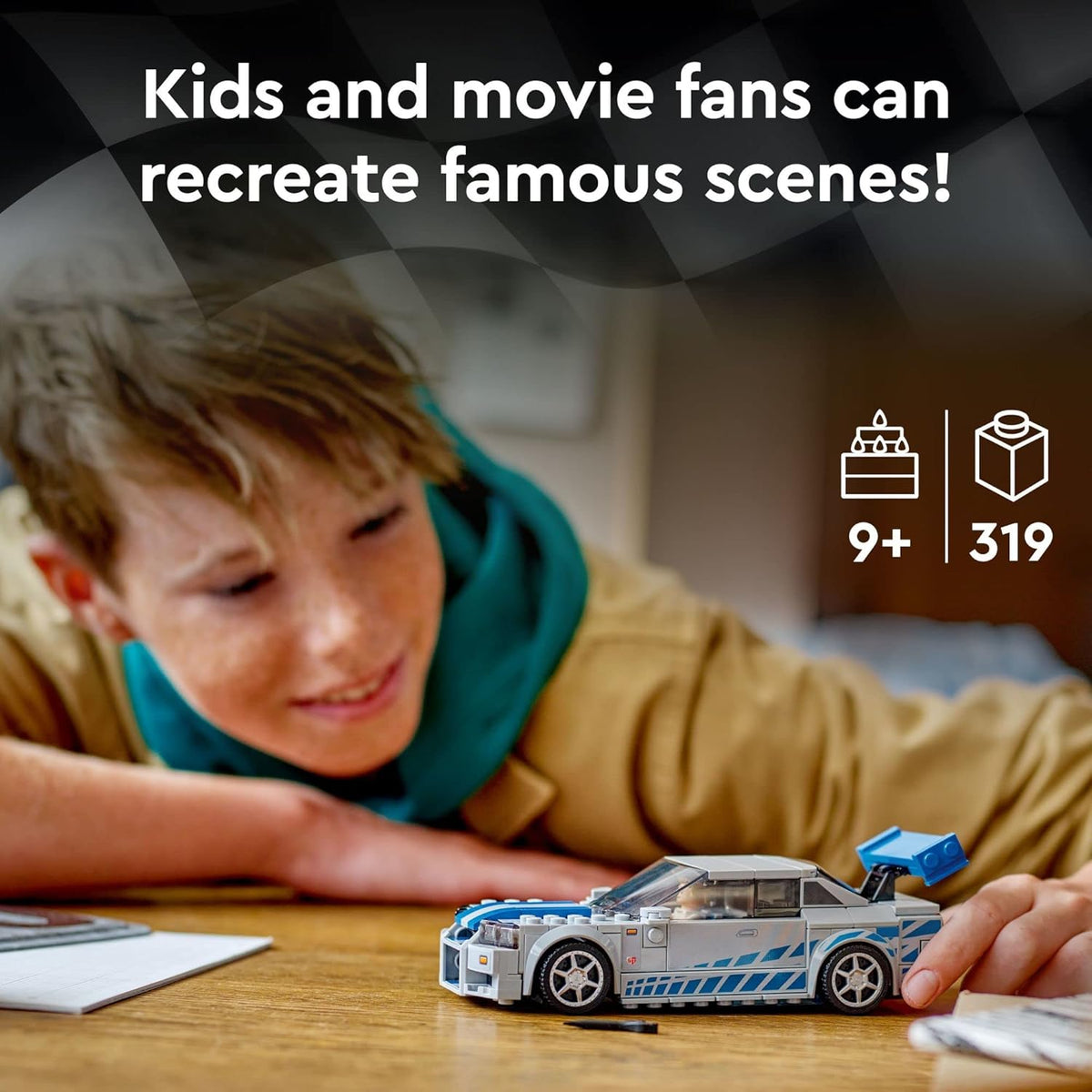 LEGO Speed Champions 2 Fast 2 Furious Nissan Skyline GT-R (R34), Race Car Toy Model Building Kit, Collectible with Racer Minifigure, 2023 Set for Kids, Boys and Girls Ages 9 and Up 76917