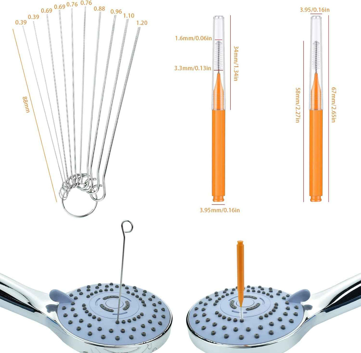 Shower Head Cleaning Brush Tool, Small Crevice Cleaning Brush Anti Clogging for Bathroom Pipe & Car Washers