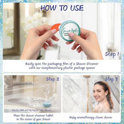 Shower Steamers Aromatherapy 8 Pack - Lavender and Eucalyptus Essential Oils, Self Care Gifts for Women and Men