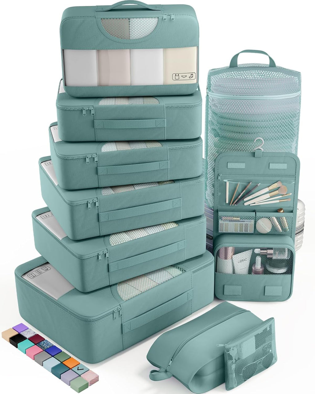 vekens 8-set packing cubes nylon organizer bags for beach vacation cruise ship travel essentials suitcase