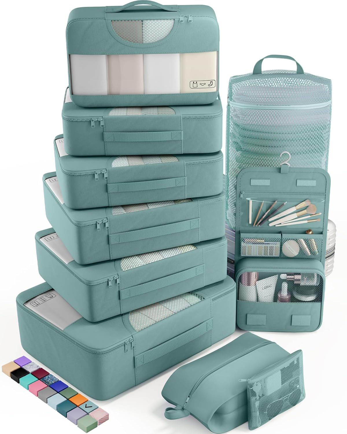 vekens 8-set packing cubes nylon organizer bags for beach vacation cruise ship travel essentials suitcase