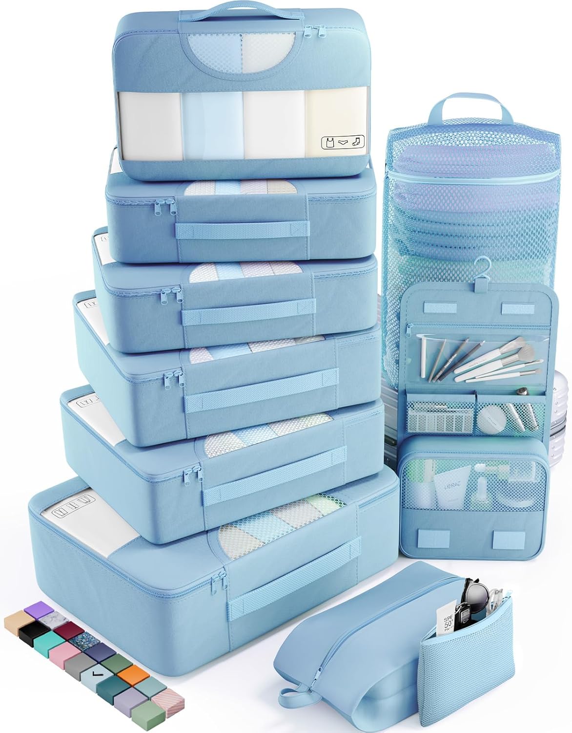 vekens 8-set packing cubes nylon organizer bags for beach vacation cruise ship travel essentials suitcase