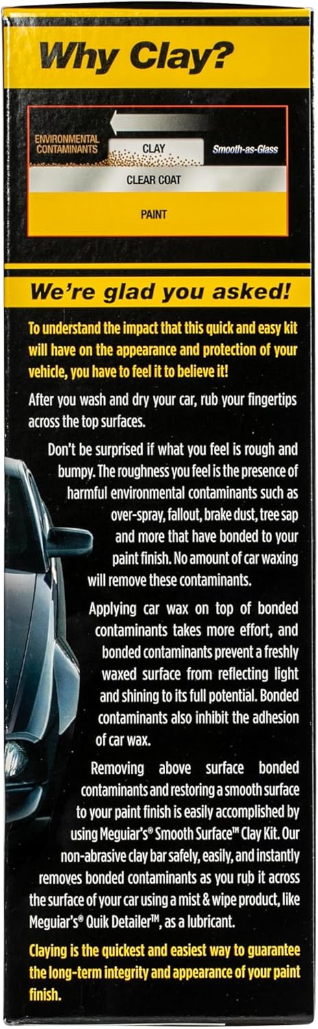 Meguiar's G191700 smooth surface clay kit for safe and easy car claying, glass finish results