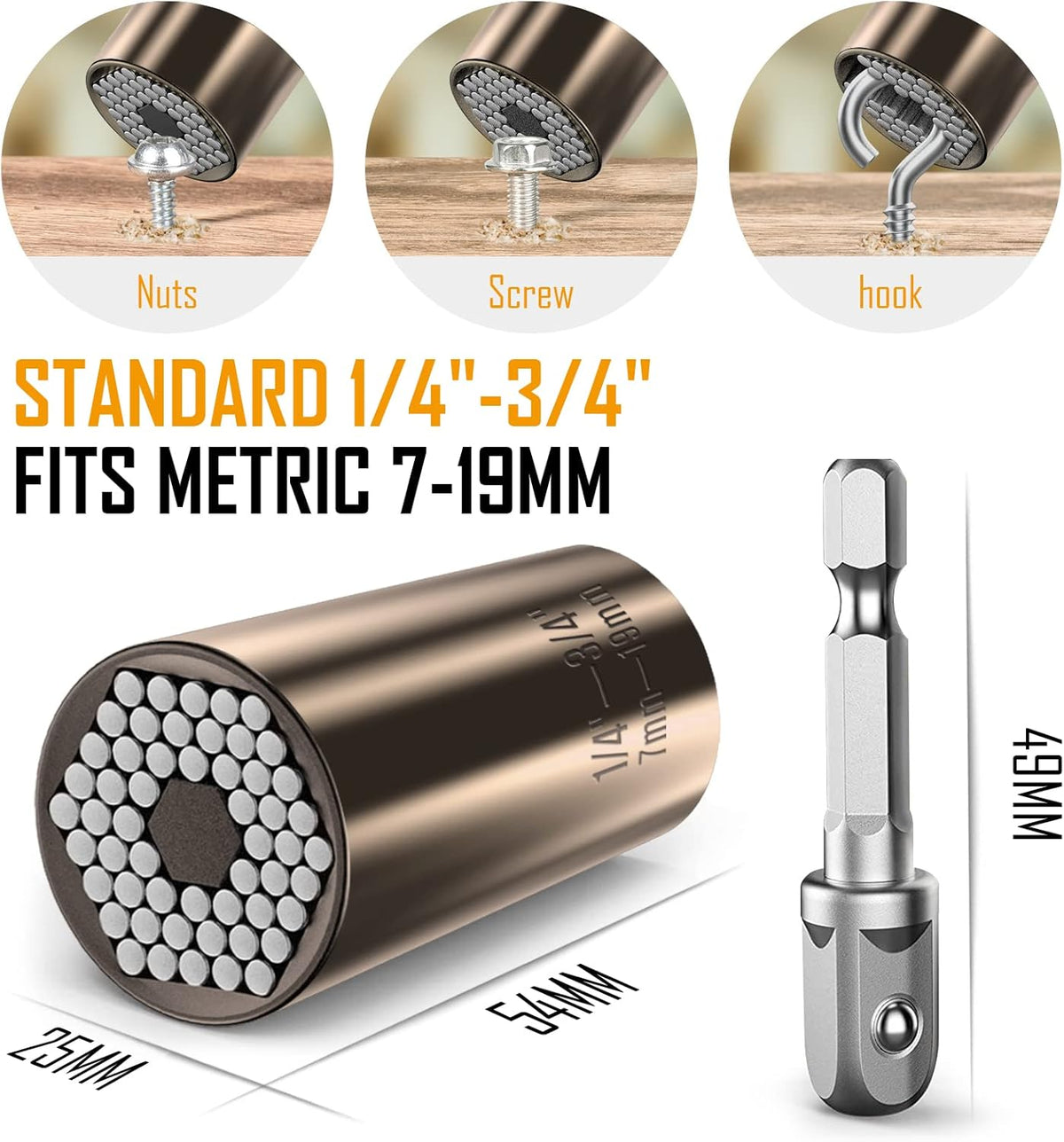 Lenski Stocking Stuffers for Men Adults, Super Universal Socket Christmas Gifts for Men, Mens Gifts for Dad Him Grandpa, White Elephant Gifts for Adults, Birthday Dad Gift