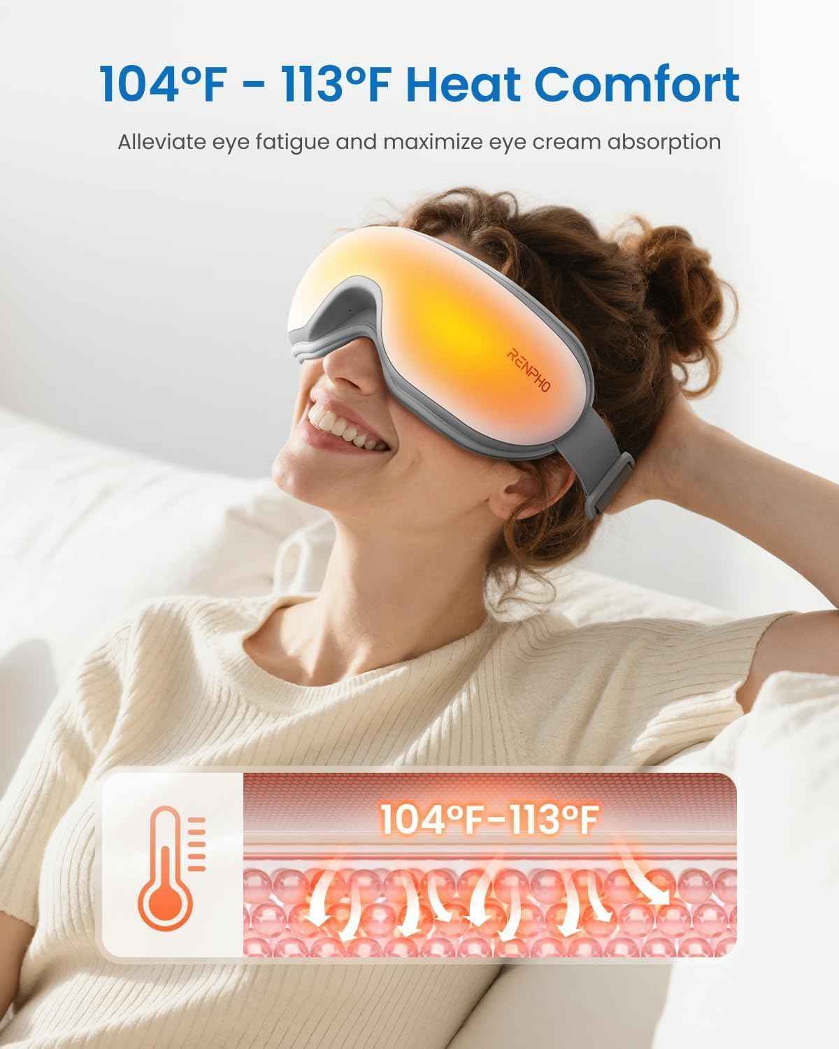 RENPHO Eye Massager with Heat, Valentines Day Gifts for Her Him Birthday Gifts for Women Mom, FSA Eligible HSA Eye Mask for Migraine,Sleep Mask for Dry Eyes Relax, Reduce Strain for Men Dad Eyeris 1