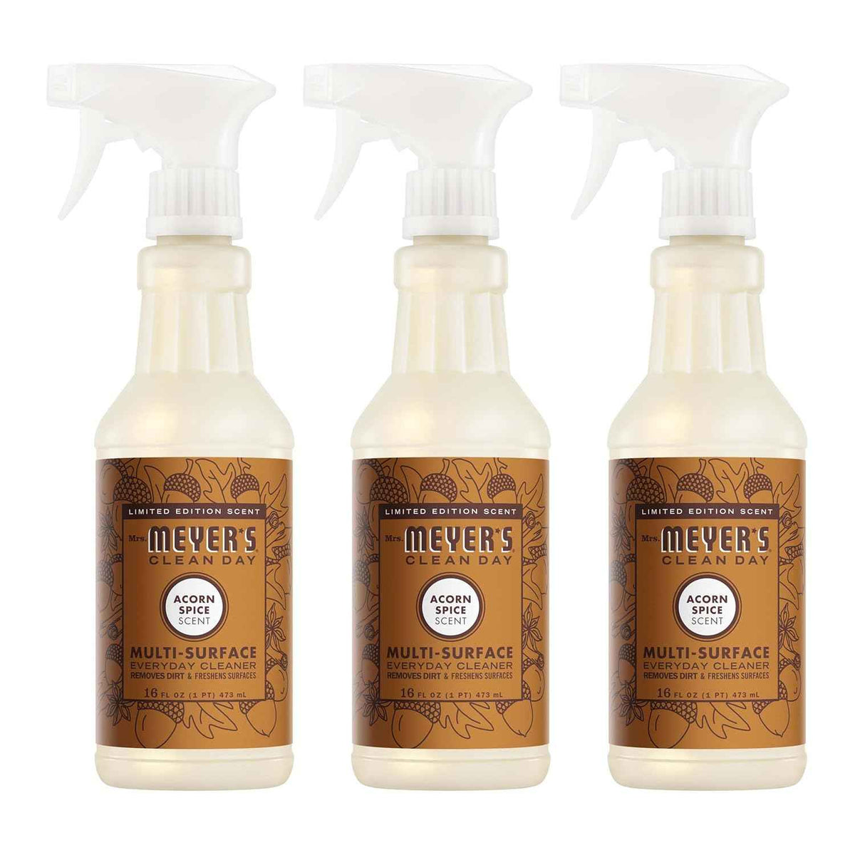 MRS. MEYER'S CLEAN DAY All-Purpose Cleaner Spray, Limited Edition Acorn Spice, 16 fl. oz - Pack of 3