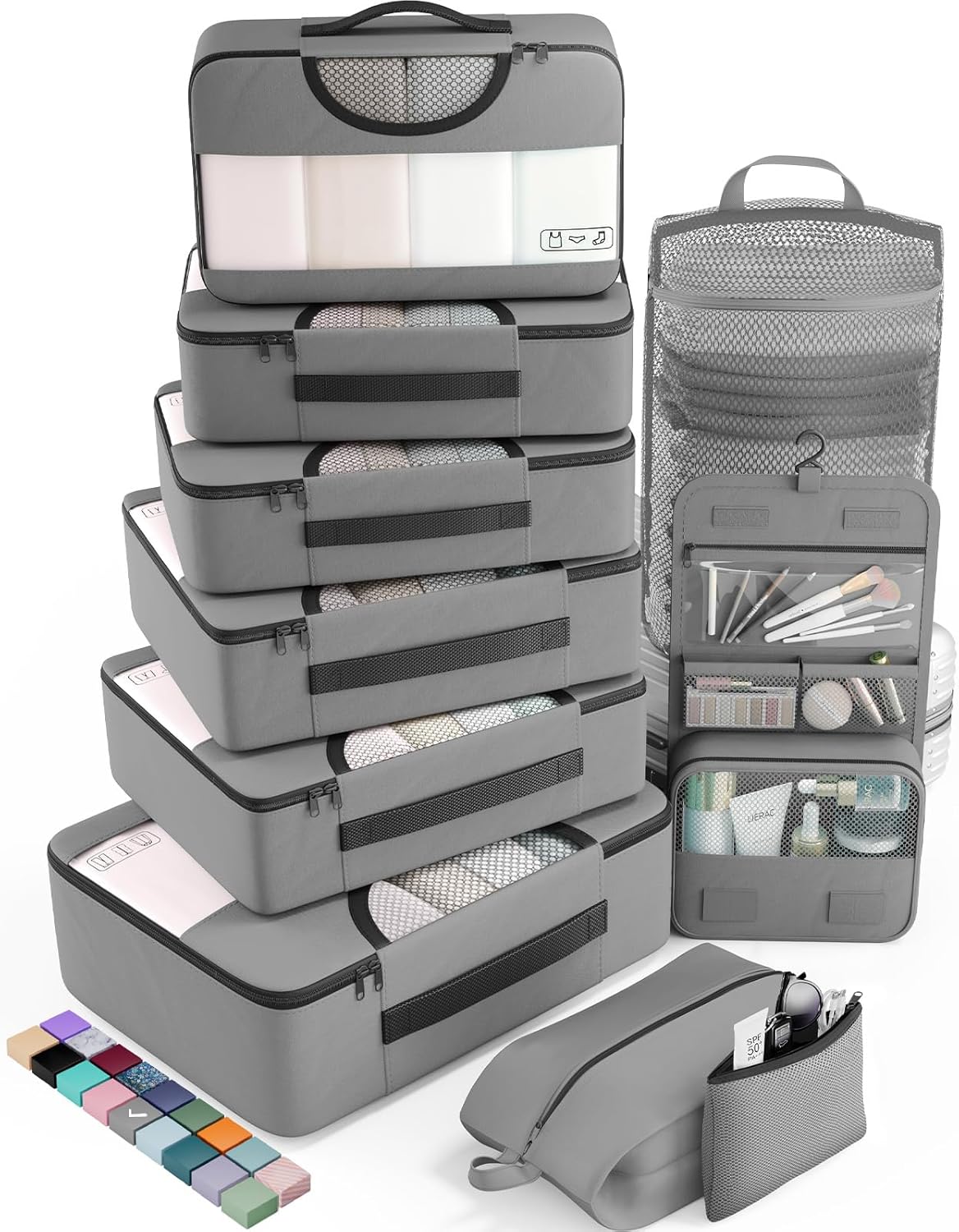 vekens 8-set packing cubes nylon organizer bags for beach vacation cruise ship travel essentials suitcase