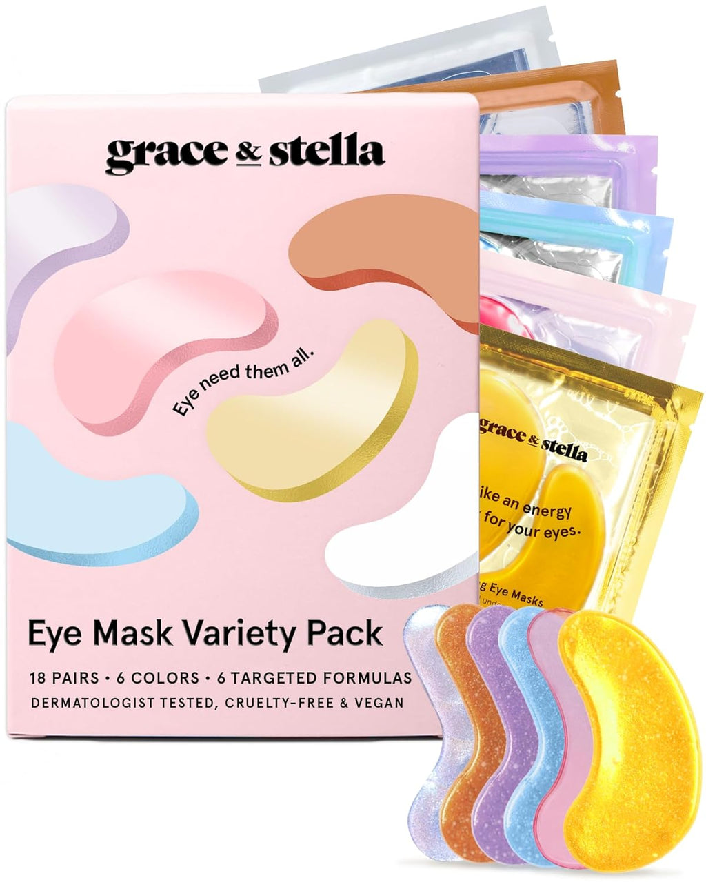 grace & stella Retinol Under Eye Patches for Puffy Eyes & Dark Circles - Restoring Gel Under Eye Masks with Hyaluronic Acid - Purple, 24 Pairs for Women