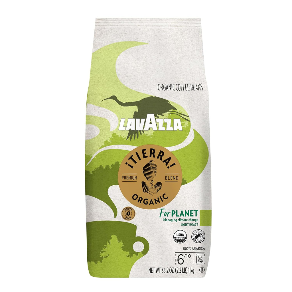 Lavazza ¡Tierra! 100% Arabica Organic Whole Bean Light Roast Coffee, 2.2 lb Bag, Italian Blend