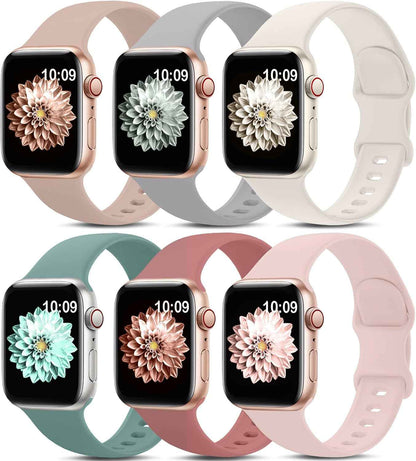 6 Pack Sport Bands Compatible with Apple Watch Band 38mm 40mm 41mm 42mm 44mm 45mm 49mm 46mm,Silicone Waterproof Strap for iWatch Apple Watch Series 11 10 9 Ultra 8 7 6 5 4 3 2 1 SE Women Men