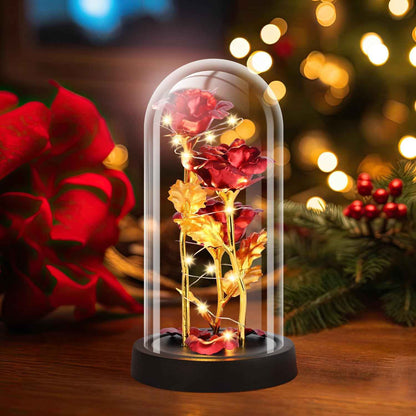 Valentines Day Rose Gifts for Her, Womens Gift for Birthday Gifts for Women Mom Wife Girlfriend, Light Up Rose in A Glass Dome, Rose Gifts for Valentines, Mothers Day, Womens Day (Red)
