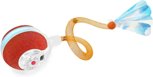 Interactive Cat Toys for Indoor Cats,The 3rd Generation Agile Moving Cat Ball with Elastic Mesh Tail,Automatic Kitten Toys for Bored Indoor Adult Cats,Motion Activated (Orange)