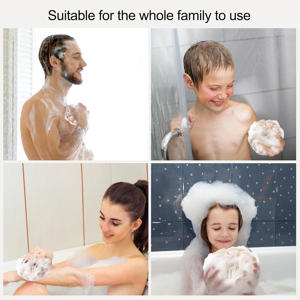 fishent loofah bath sponge 4 pack soft loofa exfoliating body scrubber mesh shower puff pouf ball luffa