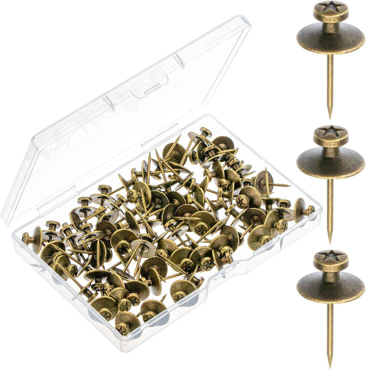 Mr. Pen- Double Headed Picture Hanging Nails, 50 Pack, Black, Push Pins for Wall