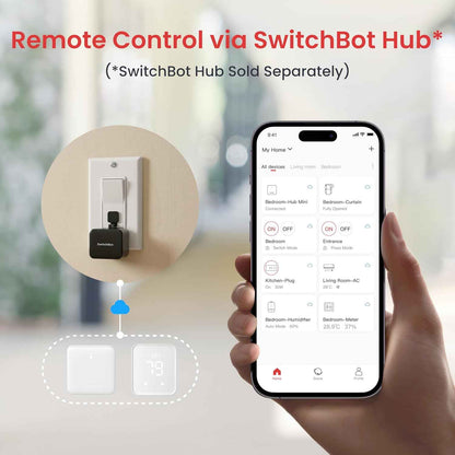 SwitchBot Smart Switch Button Pusher - Bluetooth Fingerbot for Rocker Switch/One-Way Button, Automatic Light Switch, Timer and APP Control, Works with Alexa When Paired with SwitchBot Hub (Black)