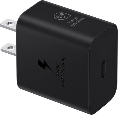 25W Wall Charger Power Adapter, Cable Not Included, Super Fast Charging, Compact Design, Energy Efficient, Compatible with Galaxy and USB Type C Devices, Black