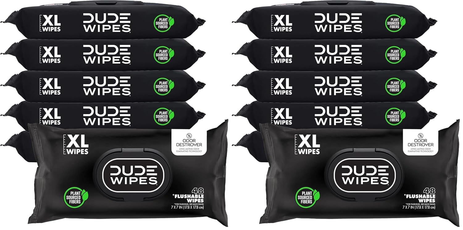 duke unscented extra-large adult wet wipes - 3 pack, 144 flushable wipes, septic and sewer safe