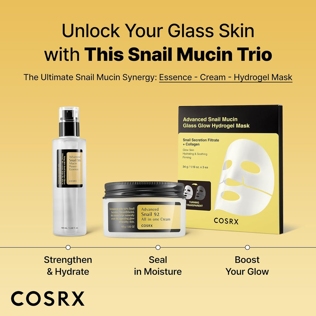 cosrx snail 96 mucin power essence 2ea & retinol 0.1% cream mini sample gift set for glass skin
