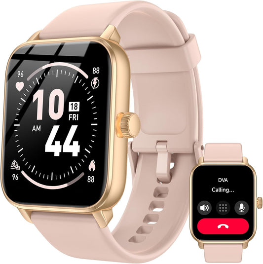 Smart Watches for Men Women, 1.85" HD Touch Screen Fitness Tracker with Bluetooth Calling & Alexa, IP68 Waterproof, 120 Sports Modes, Heart Rate Sleep Monitor, 7 Days Battery for iOS Android (Pink)