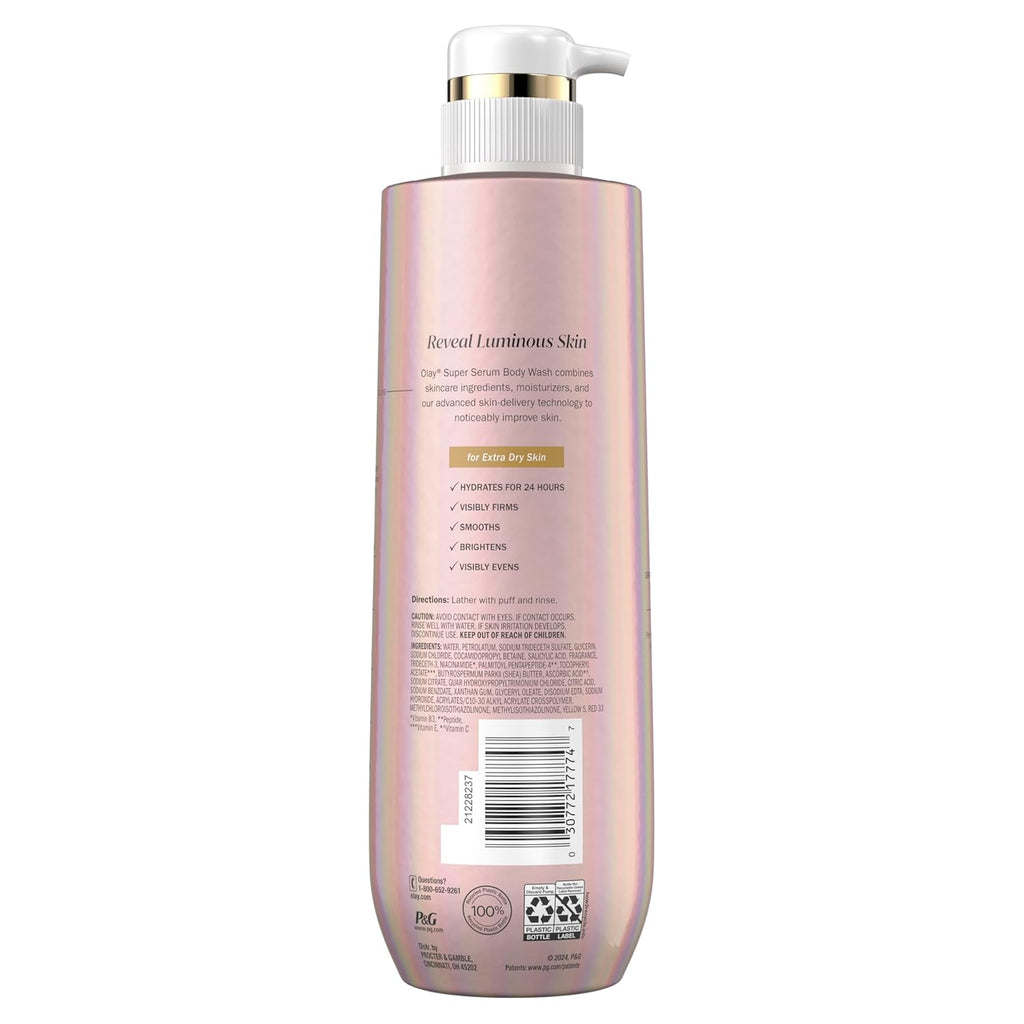 olay super serum body wash for extra dry skin 18.5 fl oz with 5+ ingredient serum complex