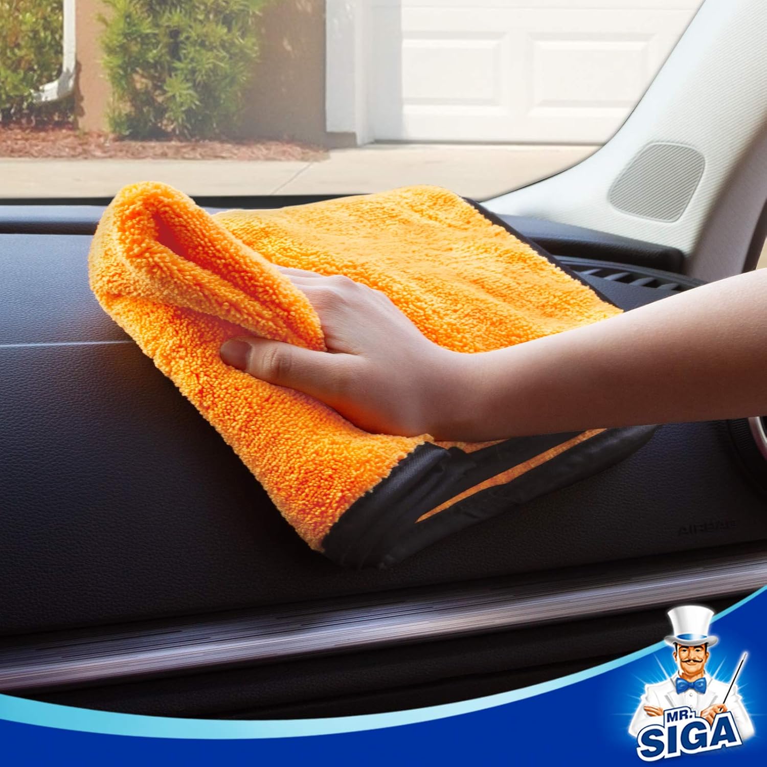 MR.SIGA premium microfiber car washing and detailing towels, dual-sided, gold, 6 pack, 15.7 x 23.6 inch
