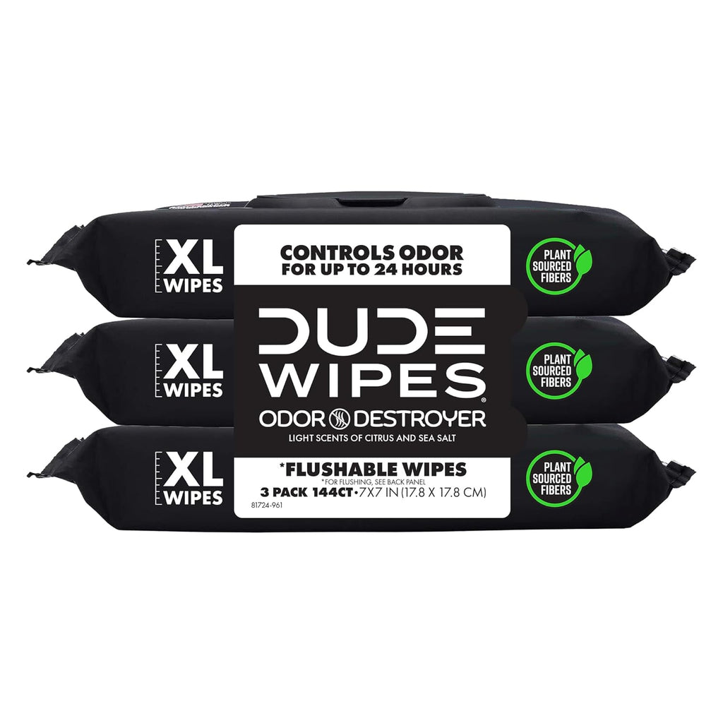 duke unscented extra-large adult wet wipes - 3 pack, 144 flushable wipes, septic and sewer safe