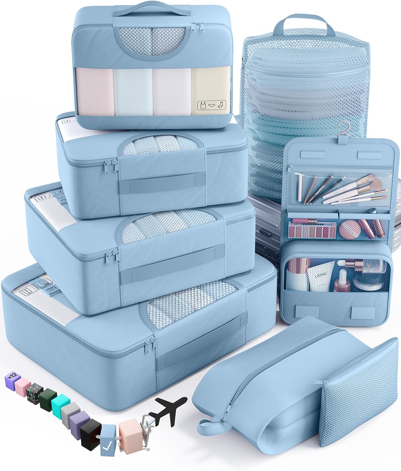vekens 8-set packing cubes nylon organizer bags for beach vacation cruise ship travel essentials suitcase