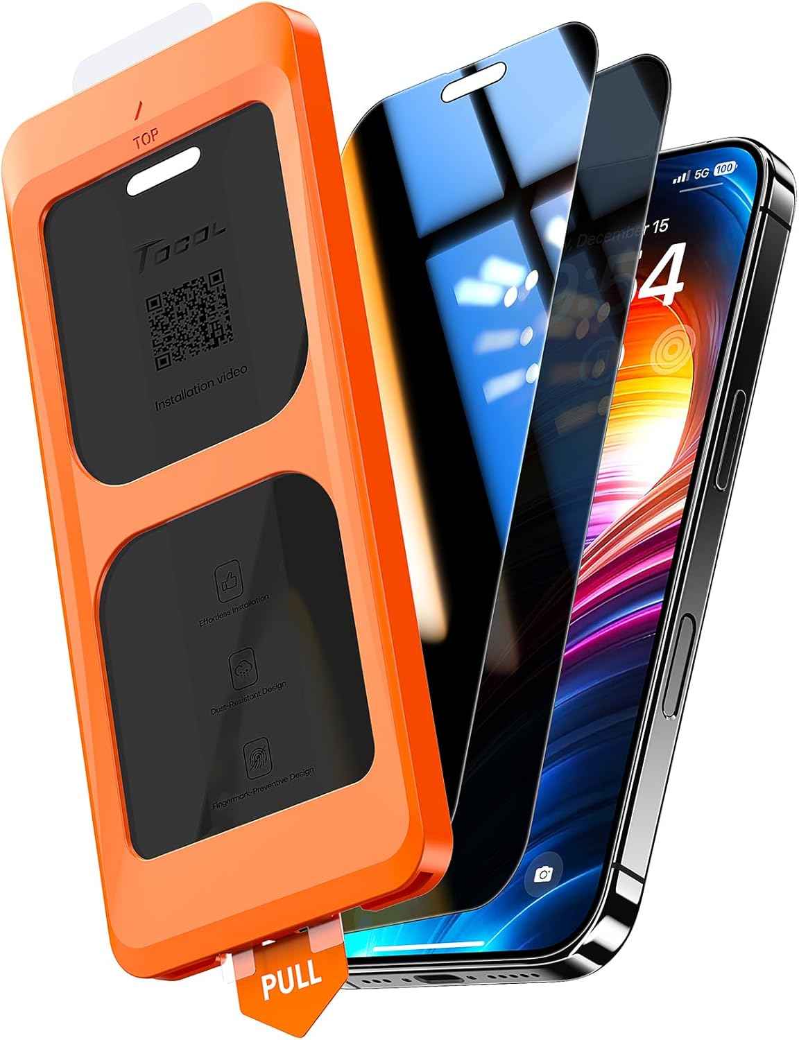 TOCOL for iPhone 17 Screen Protector 6.3 inch 9H Hardness Military Grade Shatterproof HD Tempered Glass for Full Coverage Protection 2 Pack