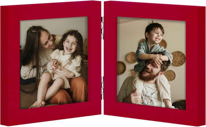 decorUhome Double 4x6 Picture Frame Vertical, Engineered Wood Bifold Photo Frame with Plexiglass for Tabletop Display, 4x6, Black
