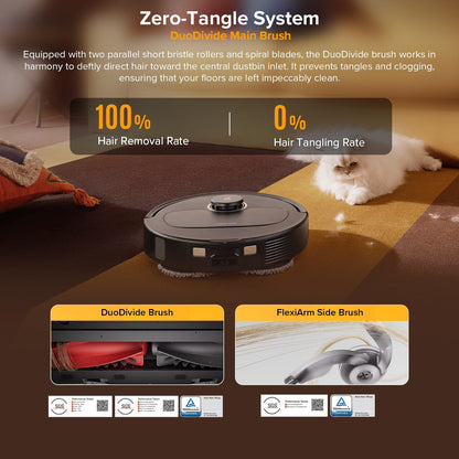 roborock Qrevo S5V Robot Vacuum and Mop, FlexiArm Edge Mopping, 12,000Pa Suction, Dual Zero-Tangle System, Smart Obstacle Avoidance, 10mm Mop Lifting, Auto Mop Washing&Drying, Self-Emptying&Refilling