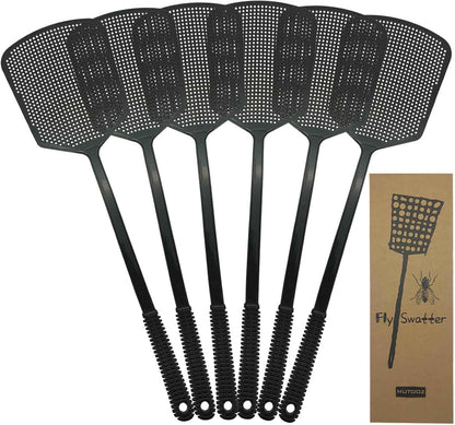 Fly Swatter Multi-pacl Manual, Flexible & Heavy Duty Fly Swatters Thick Handle, Black 3 Pack