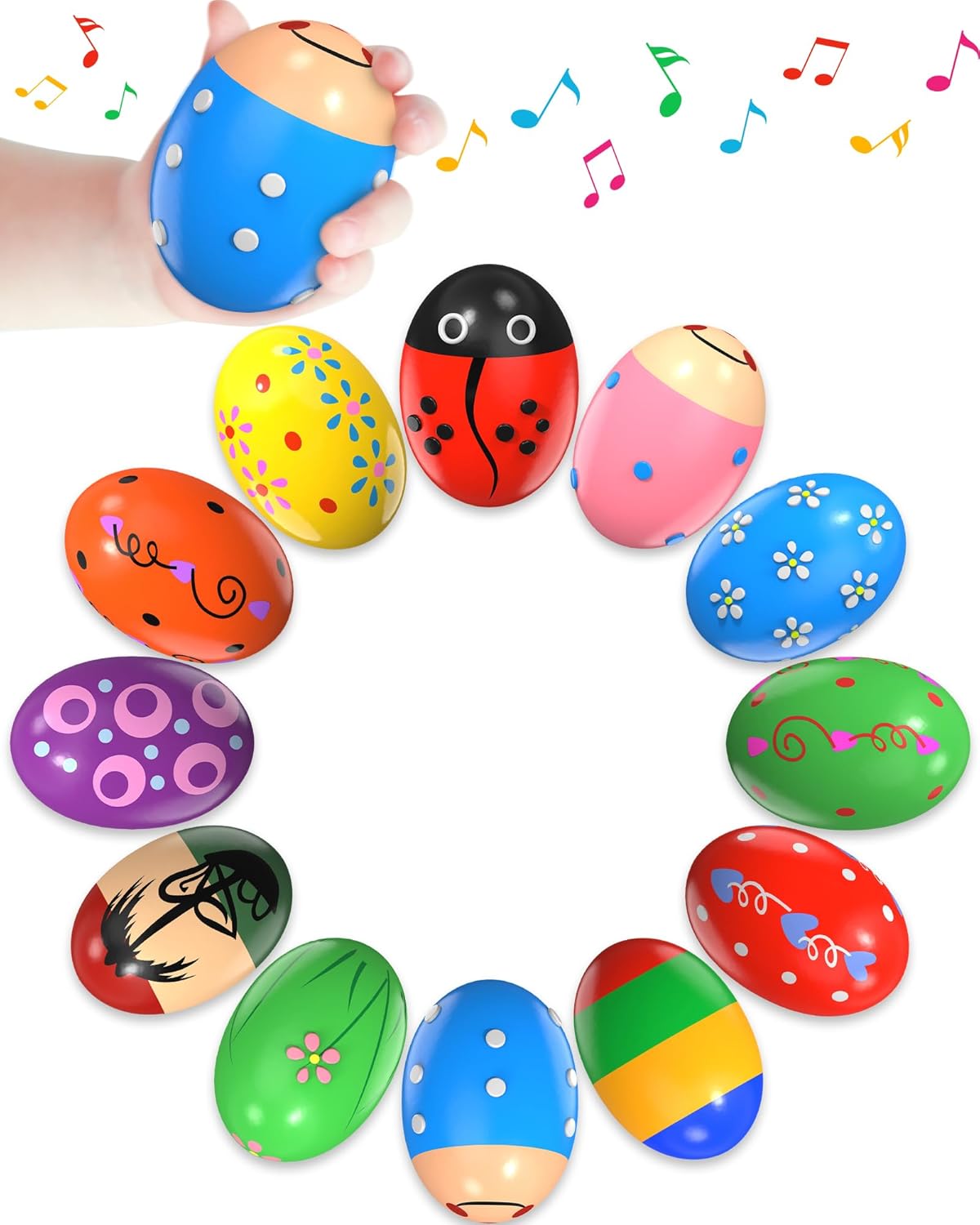 wooden percussion shakers 6-pack montessori toys for kids toddlers