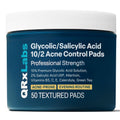 qrxlabs salicylic & glycolic acid pads 2% salicylic & 10% glycolic acne pads for face & bacne with vitamins b5, c, e, calendula, and green tea - 50 count