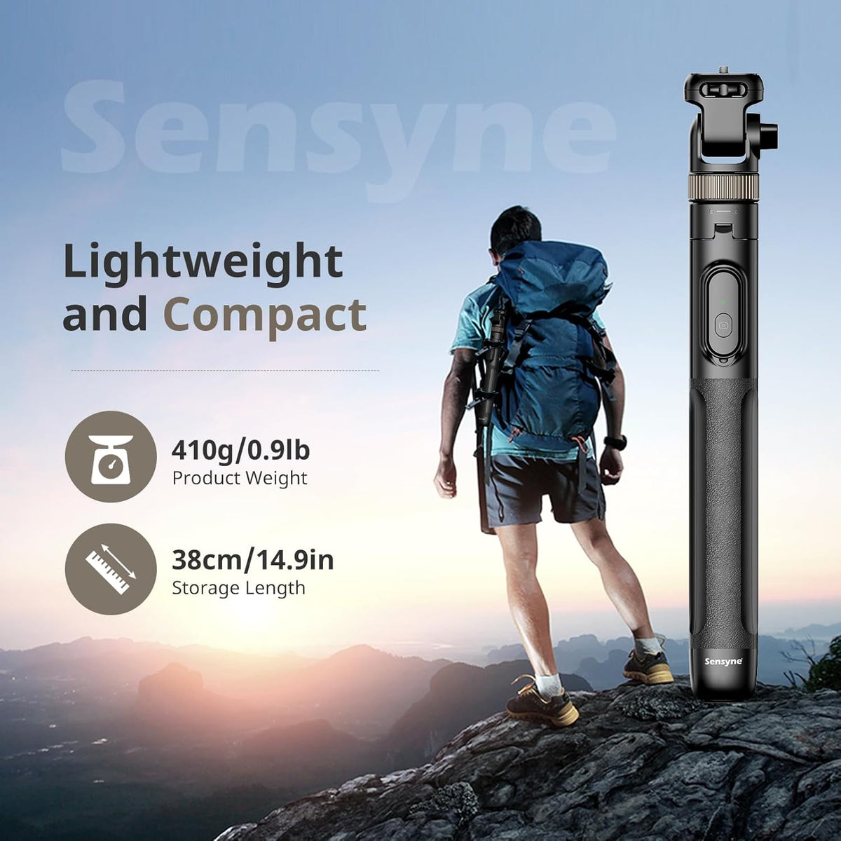 Sensyne 72" Extendable Tripod for iPhone & Selfie Stick with Detachable Phone Holder & Wireless Remote, Compatible with All Cell Phones, Black