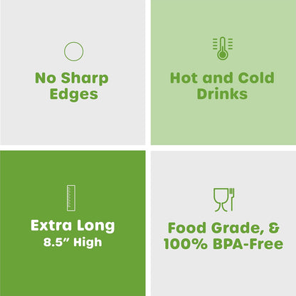 Comfy Package, [100 Count] Jumbo Plastic Smoothie Straws - 8.5" High - Assorted Colors