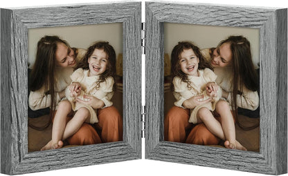 decorUhome double 4x6 picture frame vertical engineered wood bifold photo frame with plexiglass tabletop display black