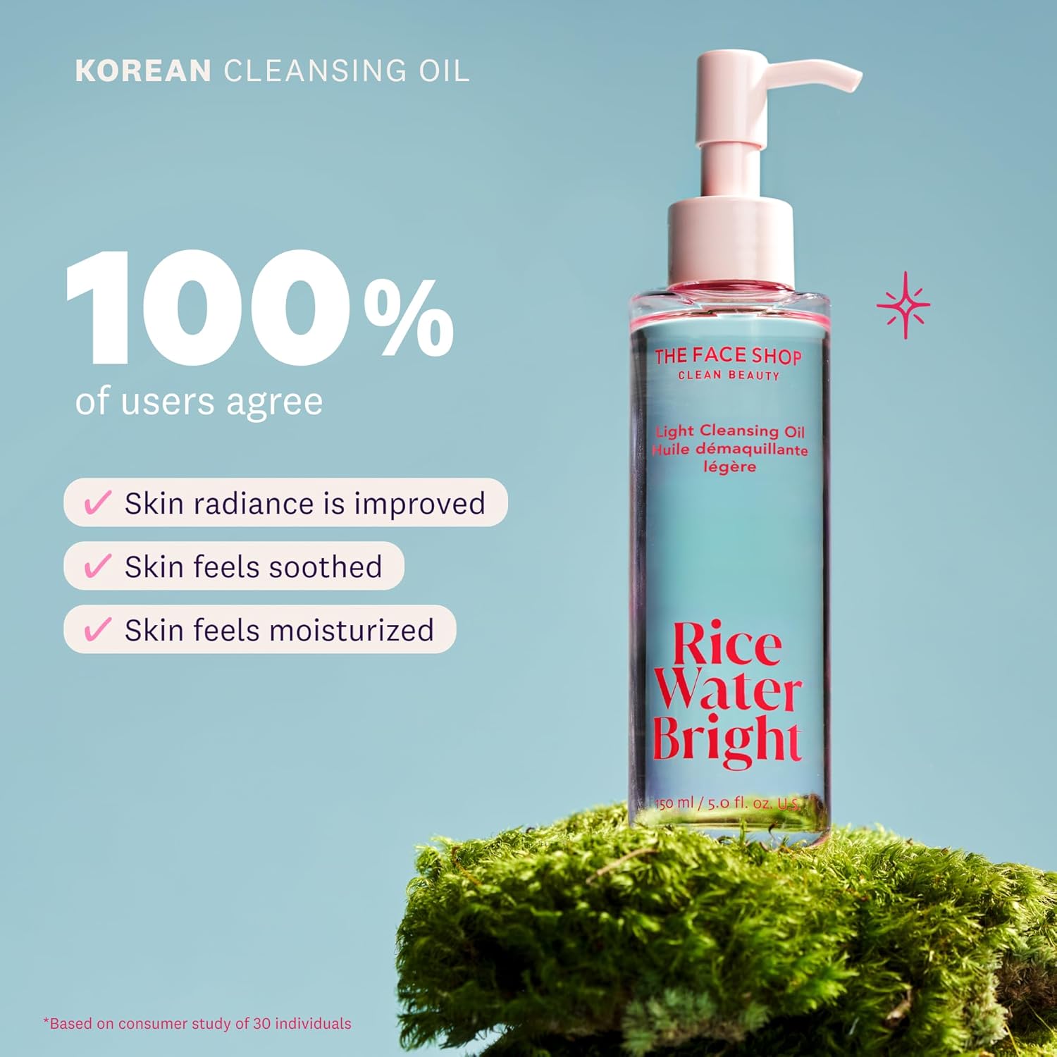 The Face Shop Rice Water Bright Double Cleansing Duo Set with Ceramide, Korean Skincare, Gentle Face Wash, Pore Control Cleansing Oil, Hydrating, Moisturizing