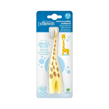 Dr. Brown's Infant-to-Toddler Toothbrush, BPA-Free, Soft Bristles, Ages 0-3, Giraffe Design
